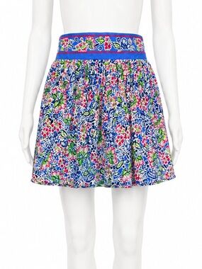 Rachel Zoe Printed Floral Blue Mini Skirt size medium
